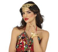 FIESTAS GUIRCA | Bracciale con Medaglie Dorate - Gioiello per Costume da Principessa, Zingara e Veggente - Accessorio Ideale per Feste, Carnevale e Halloween - Donna Adulta - Oro