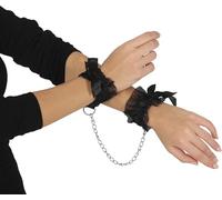 FIESTAS GUIRCA | Bracciali/Manette in Pizzo Nero - Accessorio di Gioielleria per Costumi di Halloween e Feste a Tema - Ideale per Tutti gli Utenti - Complemento di Stile Gotico - Nero