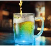 FIESTAS GUIRCA | Brocca da birra con luce (500 ml) (19,5 cm) - Decorazione riutilizzabile per tavolo per feste di addio al celibato e celebrazioni - Ideale per feste di addio al celibato - Trasparente