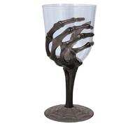 FIESTAS GUIRCA | Calice di Vino Trasparente con Manico a Scheletro (18,5 cm) - Decorazione da Tavola Riutilizzabile per Feste di Halloween e Celebrazioni a Tema Scheletro - Nero e Trasparente
