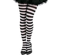 FIESTAS GUIRCA | Calze Bianche con Righe Nere per Donna - (Taglia Unica) - Calze da Costume di Strega per Halloween e Carnevale - Accessorio Ideale per Cosplay e Mascherate - Bianco e Nero