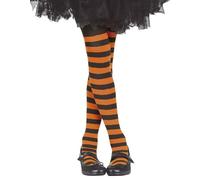 FIESTAS GUIRCA Calze Collant a Righe per Halloween, Carnevale, Colore Nero e Arancione (7/12 ANNI)