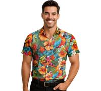 FIESTAS GUIRCA | Camicia a Fiori Hawaiana (48-50/M) - Abbigliamento per Feste Estive e di Laurea - Ideale per Celebrazioni Tematiche delle Hawaii e Eventi Tropicali - Uomo Adulto - Multicolore