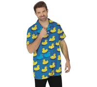 FIESTAS GUIRCA | Camicia Paperelle di Gomma Blu (48-50/M) - Accessorio per Costume da Uomo Adulto - Ideale per Feste Estive, Lauree e Celebrazioni Hawaiane - Blu