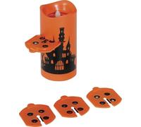 FIESTAS GUIRCA | Candela Proiettore LED (16 cm) - Illuminazione ed Effetti per Decorazione di Halloween e Feste - Ideale per Ambienti Terrificanti e Celebrazioni - Arancione e Nero