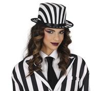 FIESTAS GUIRCA | Cappello a Cilindro a Righe Bianche e Nere (Taglia Unica) - Cappello di Costume per Halloween e Feste del XIX Secolo - Accessorio Unisex per Adulti - Bianco e Nero