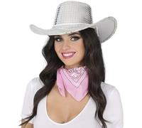 FIESTAS GUIRCA | Cappello Cowboy Argento Disco Anni 80 - Accessorio per Costumi da Cowboy e Feste a Tema Vecchio West - Ideale per Adulti Unisex a Halloween e Carnevale - Argento