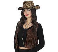 FIESTAS GUIRCA | Cappello Cowboy Leopardo (Taglia Unica) - Accessorio per Costume da Cowboy del Vecchio West e Feste in Maschera - Ideale per Halloween e Carnevale - Adulto Unisex - Marrone