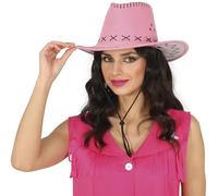 Fiestas Guirca – Cappello da cowboy similpelle Taglia Unica, Vecchio West e Halloween – Rosa