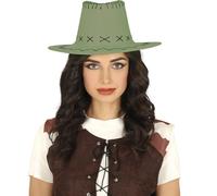 FIESTAS GUIRCA | Cappello da Cowboy (Taglia Unica) - Accessorio per Costume Cowboy per Feste del Vecchio West, Texas e Carnevale - Ideale per Halloween e Celebrazioni a Tema - Verde