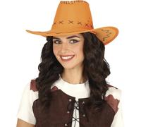 FIESTAS GUIRCA | Cappello da Cowboy Similpelle (Taglia Unica) - Accessorio per Costume per Feste del Vecchio West, Texas e Carnevale - Ideale per Cosplay e Halloween - Per Adulti Unisex - Arancione