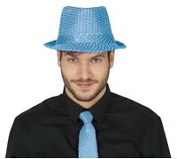 FIESTAS GUIRCA | Cappello da Gangster con Paillettes Blu Cielo - Accessorio per Costume per Feste Anni '20 e Celebrazioni Vintage - Ideale per Adulti Unisex - Blu