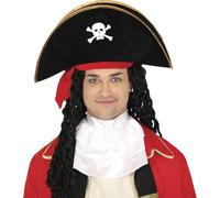 FIESTAS GUIRCA | Cappello da Pirata in Velluto Nero (Taglia Unica) - Sombrero per Costume da Corsaro e Bucaniere - Ideale per Feste di Pirati, Halloween e Carnevale - Adulto Unisex - Nero
