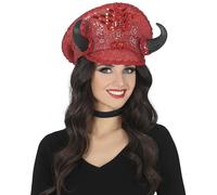 FIESTAS GUIRCA | Cappello da Poliziotto Rosso con Corna - Accessorio per Costume di Halloween e Carnevale - Ideale per Feste in Maschera e Celebrazioni (Unisex Adulto) - Rosso
