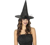 FIESTAS GUIRCA | Cappello da Strega Simil Pelle con Fiore - Cappello per Costume da Strega di Halloween e feste in costume - Accessorio ideale per Donna Adulta - Nero