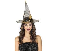 FIESTAS GUIRCA | Cappello da Strega Trasparente (Taglia Unica) - Copricapo per Costume da Strega per Halloween e Feste in Maschera - Accessorio Ideale per Donna Adulta - Nero