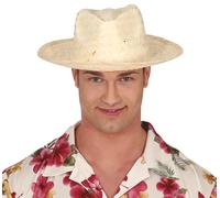 FIESTAS GUIRCA | Cappello di Paglia Naturale (Taglia Unica) - Accessorio Estivo per Feste Hawaiane e Lauree - Ideale per Adulti Unisex in Celebrazioni in Spiaggia e d'Estate - Naturale