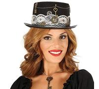 Cappello steampunk donna nero gotico con applicazioni fantascientifico carnevale
