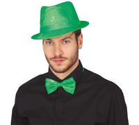 FIESTAS GUIRCA | Cappello Gangster con Paillettes Verde Neon - Accessorio per Costume per Feste degli Anni '20 e Celebrazioni Vintage - Ideale per Adulti Unisex - Verde