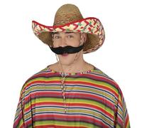 FIESTAS GUIRCA | Cappello Messicano di Paglia Decorato (50 cm) - Accessorio per Feste per Celebrazioni Messicane, Estate, Carnevale e Lauree - Ideale per Adulti Unisex - Naturale
