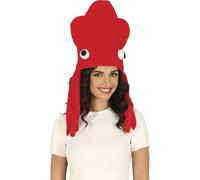FIESTAS GUIRCA | Cappello Polpo Rosso (Taglia Unica) - Cappello Divertente per Costume di Animali Marini - Ideale per Feste in Maschera, Carnevale e Halloween - Accessorio Unisex per Adulti - Rosso