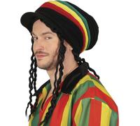FIESTAS GUIRCA Cappello rasta con visiera (taglia unica) - Cappello per costume da Rastafari - Ideale per addio al celibato e carnevale - Adulto unisex - Multicolore
