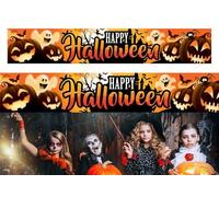 FIESTAS GUIRCA | Cartello Happy Halloween in Tessuto (290x50 cm) - Decorazione per Feste di Halloween e Celebrazioni - Ideale per Feste da Brivido - Multicolore