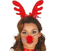 FIESTAS GUIRCA Cerchietto Renna Natalizia con Naso Luminoso