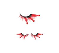 FIESTAS GUIRCA | Ciglia Nere con Gocce di Sangue - Accessorio per Trucco per Halloween e Carnevale - Ideale per Feste e Celebrazioni - Per Donna Adulta - Rosso Nero