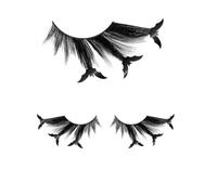 FIESTAS GUIRCA | Ciglia pipistrello per le donne - Trucco e accessorio per travestimento per Halloween e feste di gatto-pipistrello - ciglia finte per make up gotico - nero