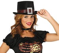 FIESTAS GUIRCA | Cilindro Nero in Velluto (Taglia Unica) - Cappello in Feltro per Costume Ottocentesco, Vittoriano, Mago, Gentiluomo, Accessorio Unisex per Carnevale, Halloween, Feste a Tema