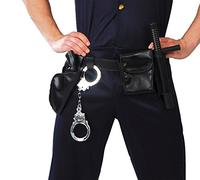 FIESTAS GUIRCA | Cinturone da Polizia con Manette, Pistola e Baton - Accessorio per Costume da SWAT e Agente di Polizia - Ideale per Halloween, Carnevale e Feste in Maschera - Tutti gli Utenti - Nero