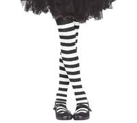 FIESTAS GUIRCA | Collant Bianchi con Righe (7-12 Anni) - Calze per Costume da Strega Bambina - Accessorio per Halloween e Carnevale per Ragazze - Ideale per Feste e Celebrazioni - Bianco Nero