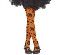 FIESTAS GUIRCA | Collant Halloween Bambini (7-12 anni) - Calze e Calzini per Costumi da Ragazza - Zucche e Pipistrelli - Ideali per Feste di Halloween e Celebrazioni - Arancione e Nero