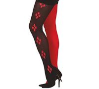 FIESTAS GUIRCA | Collant per Costume Arlecchino Adulto Donna - Nero Rosso | Motivo Bicolore | Gamba a Rombi | Coprenti | Poliestere, Spandex | Taglia Unica | Carnevale, Halloween, Feste a Tema