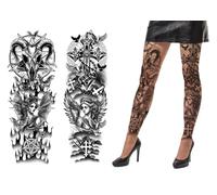 FIESTAS GUIRCA | Collant Tatuaggi Gotici (Taglia Unica) - Calze e Calzini per Costumi per Feste di Halloween e Celebrazioni - Accessorio Ideale per Costumi di Terrore, Satanici e Gotici