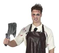 FIESTAS GUIRCA | Coltello da Macellaio Finto (37 cm) - Accessorio Realistico per Costume da Assassino, Macellaio, Halloween, Horror, Oktoberfest, Festa a Tema - Adulto Bambino - Argento Nero