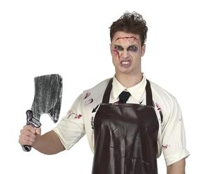 FIESTAS GUIRCA | Coltello da Macellaio Finto (37 cm) - Accessorio Realistico per Costume da Assassino, Macellaio, Halloween, Horror, Oktoberfest, Festa a Tema - Adulto Bambino - Argento Nero