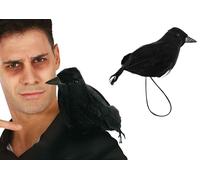 FIESTAS GUIRCA | Corvo Nero con Elastico per Spalla (15 cm) - Decorazione per Halloween e Feste a Tema di Animali e Insetti - Ideale per Ambienti Terrificanti e Scenari Spaventosi - Nero