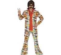 FIESTAS GUIRCA Costume da Uomo Party Disco - Completo Uomo Anni 70 - Pantaloni a Zampa Hippie Anni 60 Completo Costume Uomo Taglia S 46-48