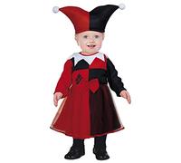 FIESTAS GUIRCA | Costume Arlecchino Bebè (12-18 Mesi) - Cappello e Vestito - Costumi da Supereroi e Villain, Mr. Smile per Halloween, Carnevale e Feste in Maschera - Ideale per Bambine - Rosso e Nero