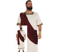 FIESTAS GUIRCA | Costume Augusto Adulto (56-58/XXL) - Cappa e Tunica per Uomo - Costume per Imperatore Romano e Greco e Eventi a Tema - Costumi d'Epoca e Mitologia - Granata e Beige