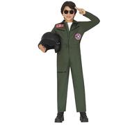 FIESTAS GUIRCA | Costume Aviatore Bambino - Tuta Pilota Verde Oliva per