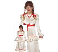 FIESTAS GUIRCA Costume Bambola Horror Bambina Bianco Rosso Abito Lungo