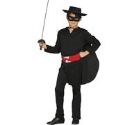 FIESTAS GUIRCA | Costume Bandito Bambini - Maschera, Camicia, Cappa, Cintura, Pantaloni e Cappello - Costumi da Moschettiere per Halloween e Feste in Maschera - Ideale per Bambini - Nero