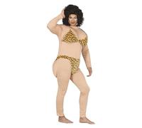 FIESTAS GUIRCA | Costume Bikini Uomo Adulto (48-50/M) - Tuta per Addio al Celibato e Feste in Maschera - Ideale per Addio al Celibato e Celebrazioni Divertenti - Uomo - Beige e Marrone