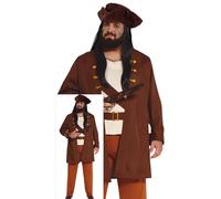 FIESTAS GUIRCA | Costume Capitano Pirata - Camicia, Giacca, Cintura, Pantaloni e Cappello - Costumi da Corsaro per Halloween, Carnevale e Feste dei Pirati - Uomo e Adolescente