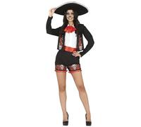 FIESTAS GUIRCA | Costume Catrina Singer Adulto (38-40/M) - Camicia, Giacca, Cintura e Pantaloni - Costumi per il Giorno dei Morti, Halloween e Feste in Maschera - Ideale per Donne - Nero e Bianco