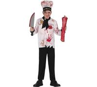 FIESTAS GUIRCA | Costume Chef Cannibale Bambino - Cappello e Pantaloni - Costumi da Cuoco per Halloween, Carnevale e Feste in Maschera - Ideale per Bambini - Bianco e Nero