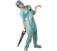 FIESTAS GUIRCA | Costume Chirurgo Zombie Adulto (48-50/M) - Maglietta, Cappello, Mascherina e Pantaloni - Costumi da Medico e Dottore per Halloween, Carnevale e Feste di Zombie - Uomo - Blu